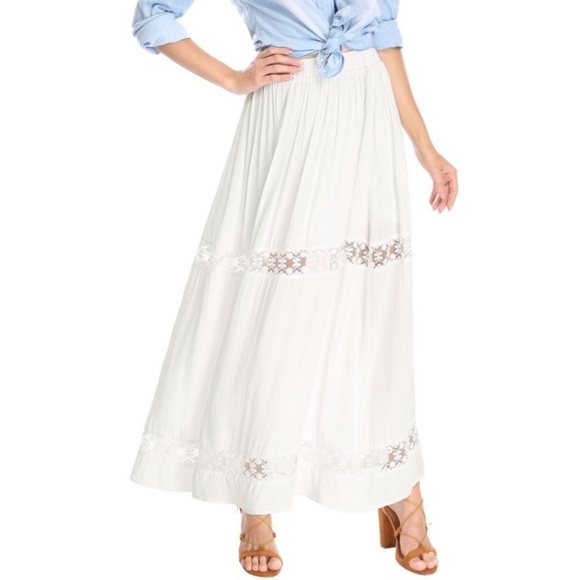 Allegra K Women's Lace Insert Vintage Swing A-Line Maxi Skirt with Elastic new - Picture 1 of 7